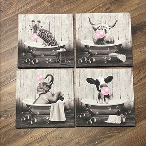 Animal Bubblegum Canvas Art Set